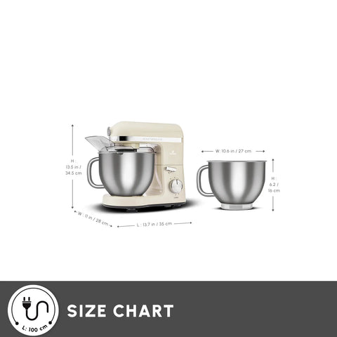 Karaca Mastermaid Chef Pro Zero Side Tech Stand Mixer, 5L, 1750W, Iconic Beige