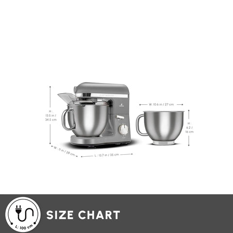 Karaca Mastermaid Chef Pro Zero Side Tech Stand Mixer, 5L, 1750W, Galaxy Grey