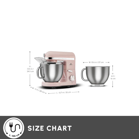 Karaca Mastermaid Chef Pro Zero Side Tech Stand Mixer, 5L, 1750W, Rose Gold