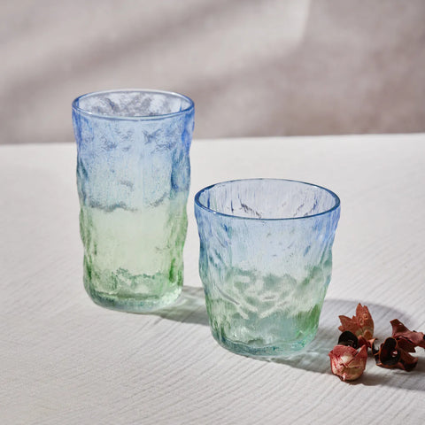 Karaca Glacier Glass Tumbler Glass, 287ml, Transparent Blue Green