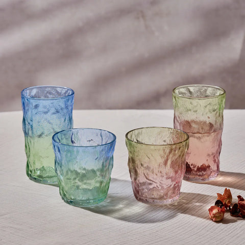 Karaca Glacier Glass Highball Glass, 383ml, Transparent Red Green