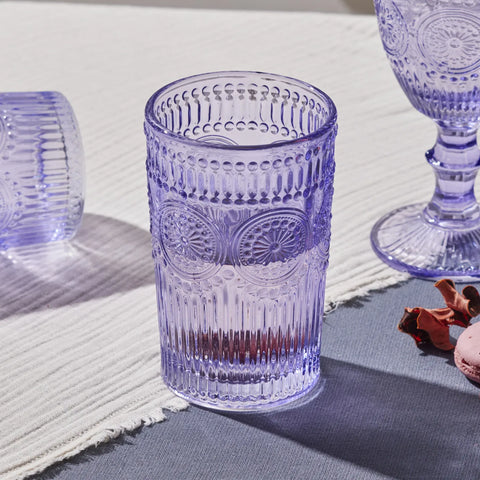 Karaca Sunflower Glass Highball Glass, 332ml, Transparent Purple