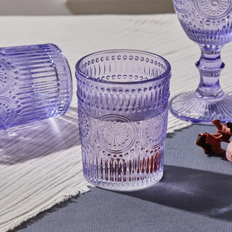 Karaca Sunflower Glass Tumbler Glass, 250ml, Transparent Purple