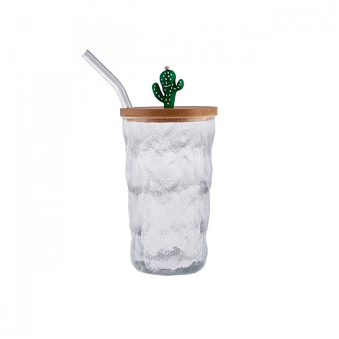 Karaca Glacier 2 Piece Glass Set with Straws, Transparent Multi