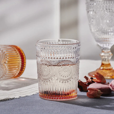 Karaca Sunflower Glass Tumbler Glass, 250ml, Transparent Orange