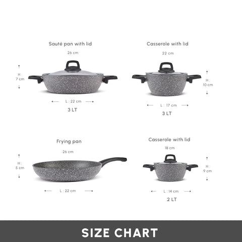 Karaca Gris Biogranite 7-Piece Non-Stick Cookware Set, Grey