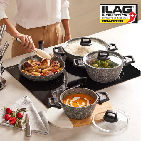 Karaca Gris Biogranite 7-Piece Non-Stick Cookware Set, Grey