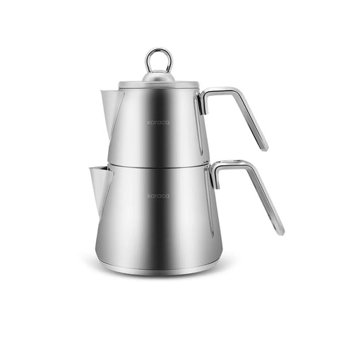 Karaca Stainless Steel Induction Teapot Set, Medium, Silver