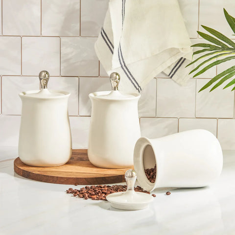 Karaca Over 3 Piece Porcelain Spice Jar, 1200ml, White