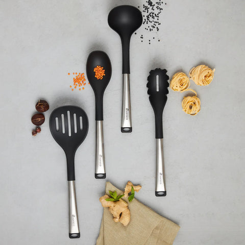 Karaca Luna 4 Piece Kitchen Utensil Set, Black