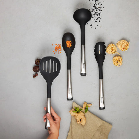 Karaca Luna 4 Piece Kitchen Utensil Set, Black