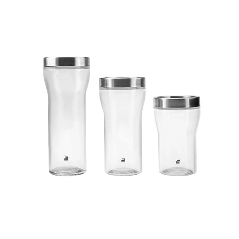 Karaca Danica 3 Piece Glass Storage Container Set, Silver