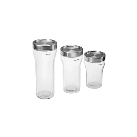 Karaca Danica 3 Piece Glass Storage Container Set, Silver