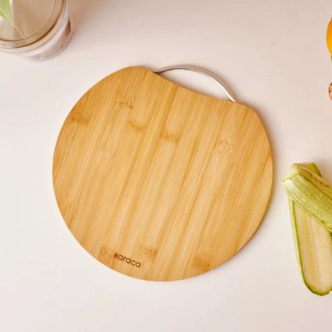 Karaca Owen Bamboo Round Chopping Board, Large, Wood