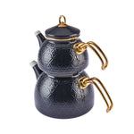 Karaca Kristal Enamel Induction Teapot Set, Anthracite Gold