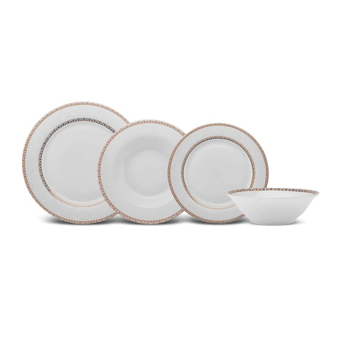 Karaca 100th Anniversary of the Turkish Republic Devin 24-Piece Porcelain Dinner Set for 6 People, White Multi