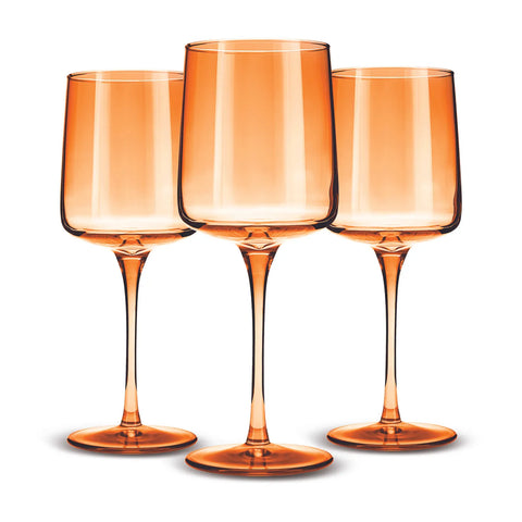 Karaca 3 Piece Glass Wine Glass Set, 320ml, Salmon