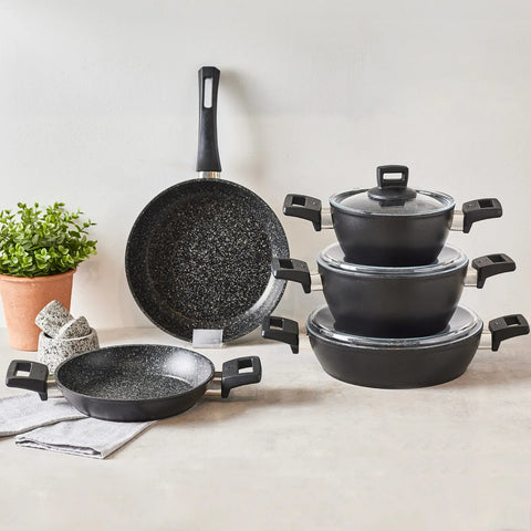 Karaca Biogranite Power 8-Piece Non-Stick Cookware Set, Black