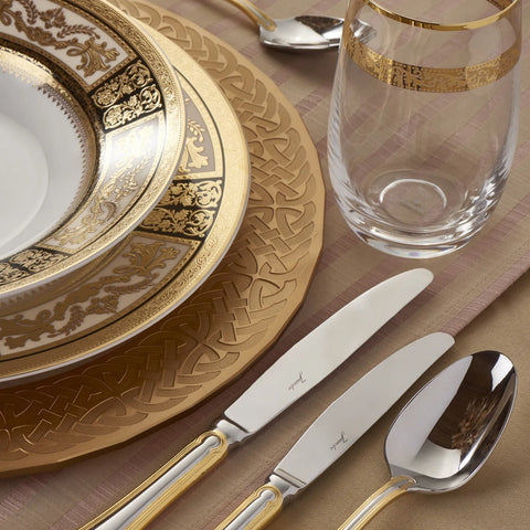 Weimar Friederike Of Hesse-Darmstadt 63-Piece Fine Bone China Dinner Set for 12 People, White Gold