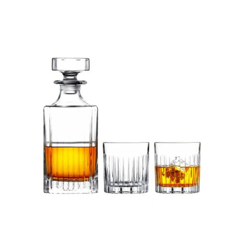 Rcr Timeless 7 Piece Glass Whiskey Glass Set with Whiskey Decanter, Transparent