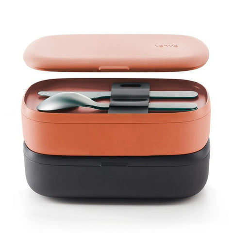 Lékué To Go Storage Container, 10cmx19.2cmx11cm, Coral Black