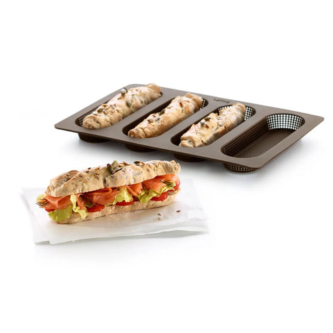 Lèkuè Non-Stick Baguettes Mould, Small, Brown