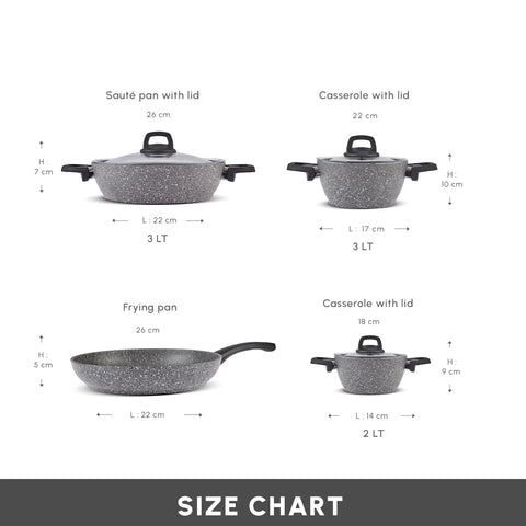 Karaca Gris Biogranite 7-Piece Non-Stick Induction Cookware Set, Grey