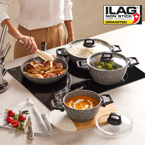 Karaca Gris Biogranite 7-Piece Non-Stick Induction Cookware Set, Grey