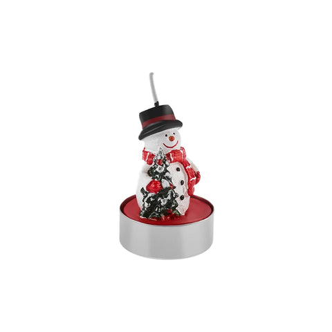 Karaca New Year Christmas Snowman Tealights, 3 Piece, 18.5cmx6.7cm, Red Multi