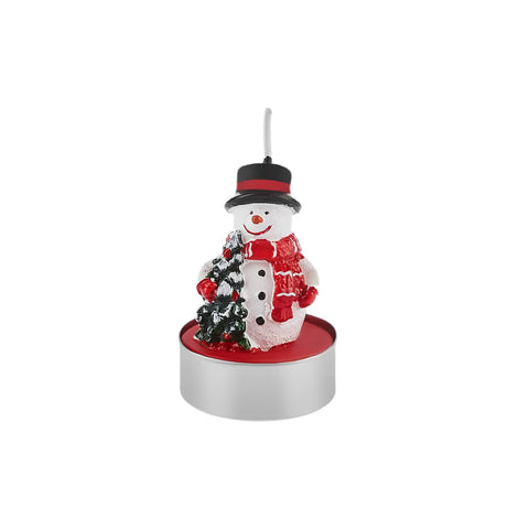 Karaca New Year Christmas Snowman Tealights, 3 Piece, 18.5cmx6.7cm, Red Multi