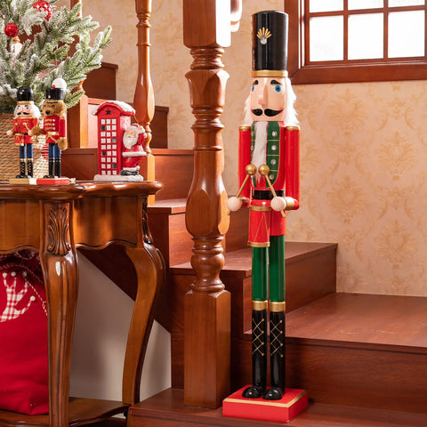 Karaca Home New Year Christmas Wooden Nutcracker With Drums, 106cm, Multi