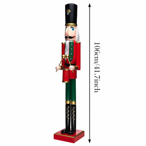 Karaca Home New Year Christmas Wooden Nutcracker With Drums, 106cm, Multi