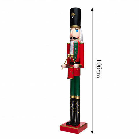 Karaca Home New Year Christmas Wooden Nutcracker With Drums, 106cm, Multi