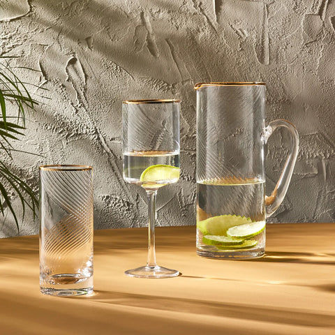 Karaca Ares 25 Piece Glass Set for 12 People, Transparent Gold