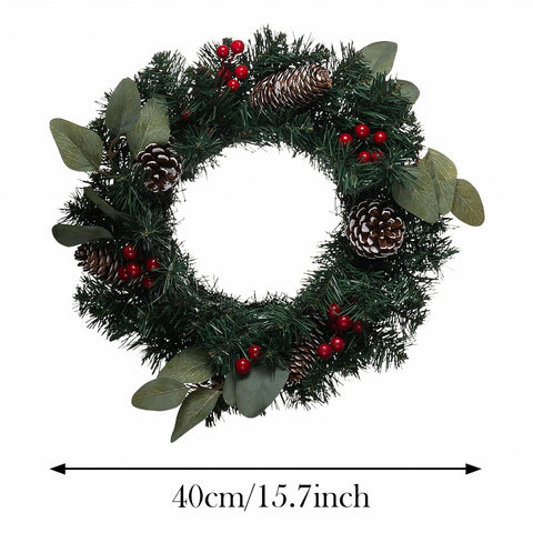 Karaca New Year Christmas Pine Wreath, 40cm, Green Multi