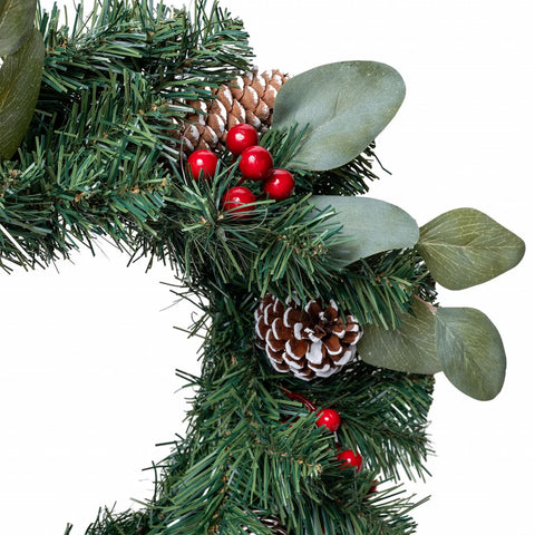 Karaca New Year Christmas Pine Wreath, 40cm, Green Multi