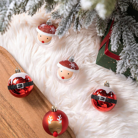 Karaca New Year Christmas Santa Tree Bauble Set, 9 Piece, 6cm, Red Multi