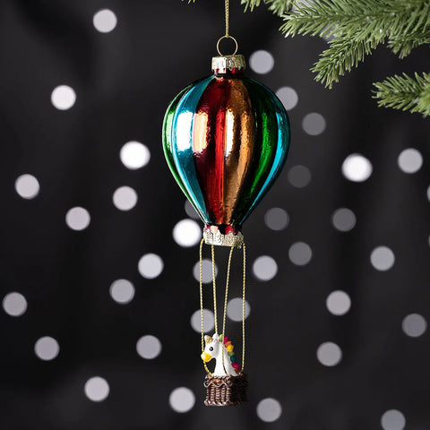 Karaca New Year Christmas Baloon Glass Tree Decoration, 6.9cmx6.9cmx18cm, Multi