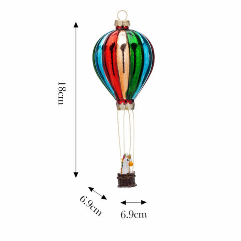 Karaca New Year Christmas Baloon Glass Tree Decoration, 6.9cmx6.9cmx18cm, Multi