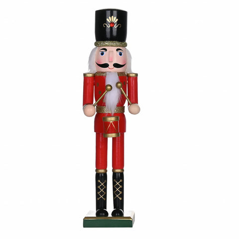 Karaca New Year Christmas Nutcracker with Drums Figure, 38cm, Red Multi