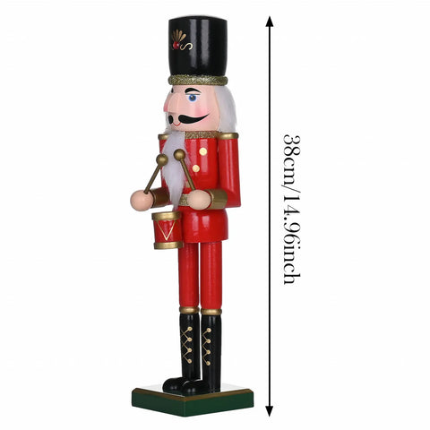 Karaca New Year Christmas Nutcracker with Drums Figure, 38cm, Red Multi