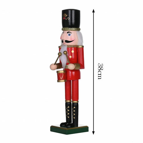 Karaca New Year Christmas Nutcracker with Drums Figure, 38cm, Red Multi