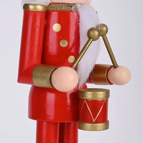 Karaca New Year Christmas Nutcracker with Drums Figure, 38cm, Red Multi