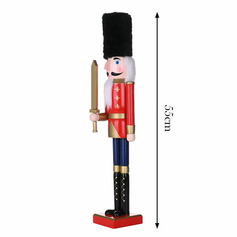 Karaca New Year Christmas Nutcracker with Sword Figure, 55cm, Red Multi