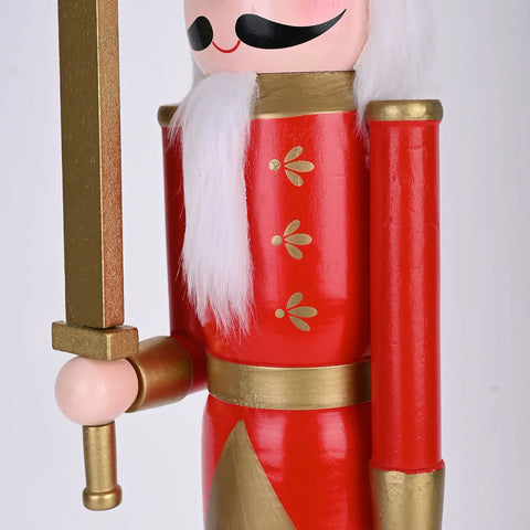 Karaca New Year Christmas Nutcracker with Sword Figure, 55cm, Red Multi