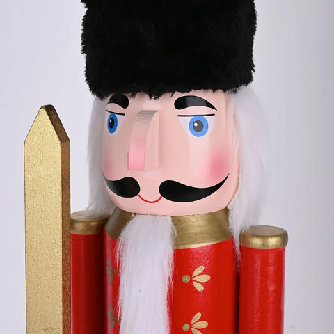 Karaca New Year Christmas Nutcracker with Sword Figure, 55cm, Red Multi