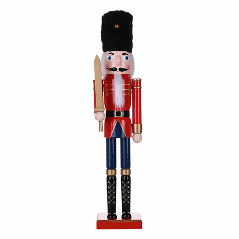 Karaca New Year Christmas Nutcracker with Sword Figure, 60cm, Red Multi