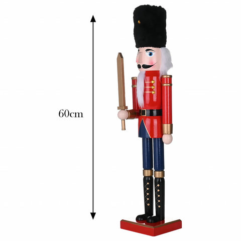 Karaca New Year Christmas Nutcracker with Sword Figure, 60cm, Red Multi