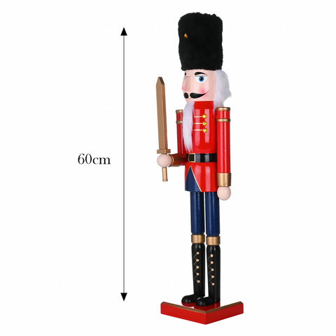 Karaca New Year Christmas Nutcracker with Sword Figure, 60cm, Red Multi