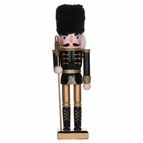 Karaca New Year Christmas Nutcracker with Black Hat Figure, 25cm, Black Multi